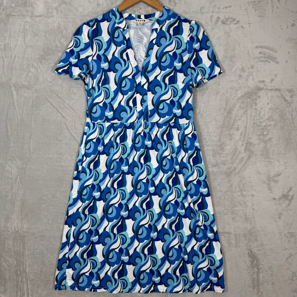 Lot of 2 Boden Naomi Dresses Size 4L Long Green Blue Geometric Abstract Pockets - Picture 5 of 16